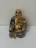 Buddha Figur Keramik Gold Silber handbemalt Italien