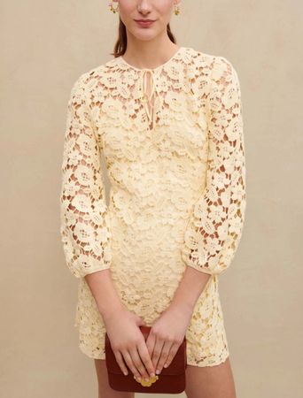 Robe dentelle Maje Jaune Pale Taille 36 Été Bohème Chic