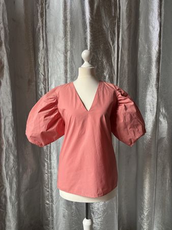 ADOLFO DOMINGUEZ Bluse Puffärmel Lachs Gr. 36