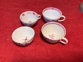 4 antike Tassen 3x Meissen 1x WienerPorzellanManufaktur