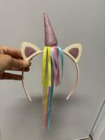 Serre-tête licorne avec oreilles et rubans multicolores