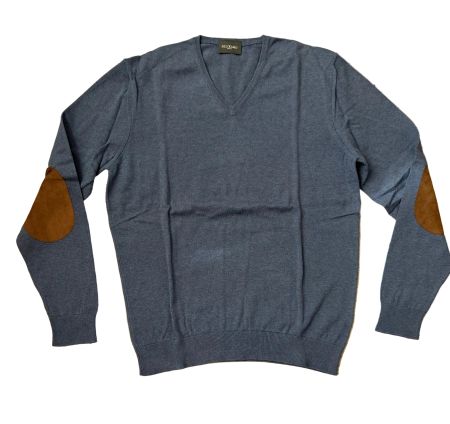 PELIKAMO V-Ausschnitt Pullover mit Ellbogen Patches 🩵