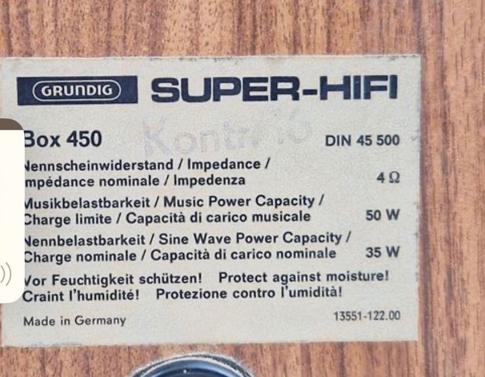 Grundig Super Hifi Box 450 Lautsprecher (Gebraucht) in Trimbach für CHF ...