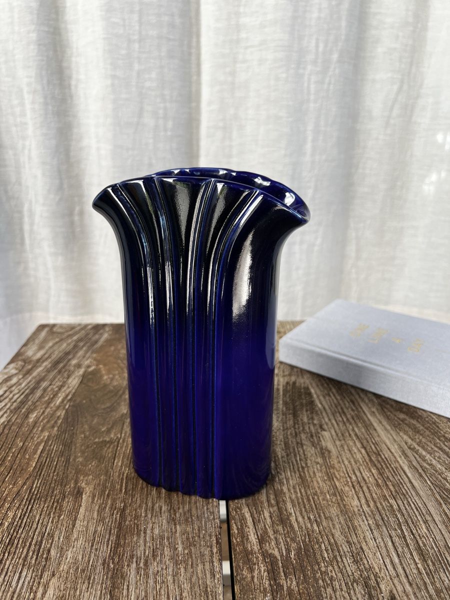 Vasi & Recipienti: Vintage vase, cobalt blue ceramic with ruffled rim – Usato da Oberägeri venduto da Theonose74