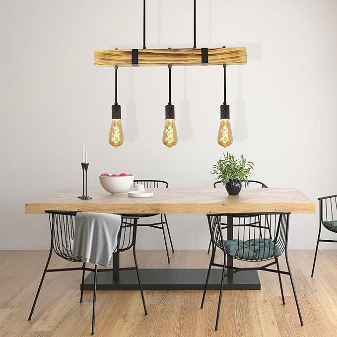 Kronleuchter & Deckenlampen: 25W Holz Pendelleuchte Vintage Hängelampe Retro Holzbalken – Neu und originalverpackt aus Herisau von Serenco 2