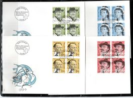 1990 FDC Porträtmarken Viererblöcke SBK 22.--
