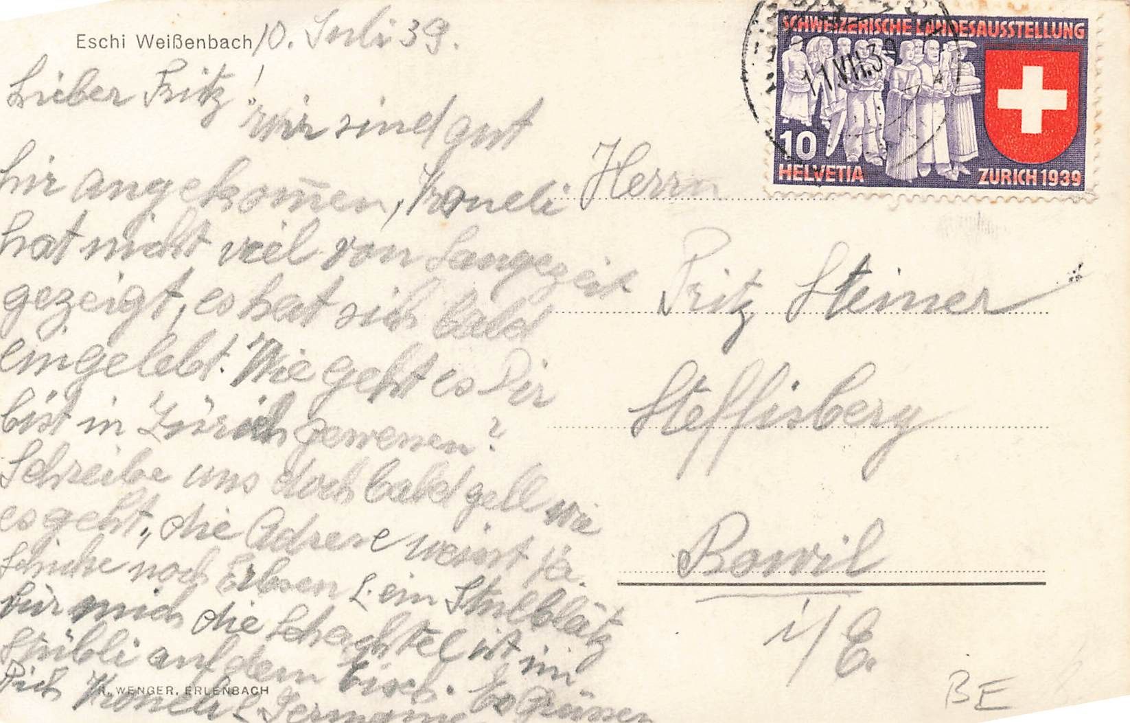 Cartoline postali: Eschi Weißenbach BE (Berna) – Usato da Biasca venduto da Blenio71 1