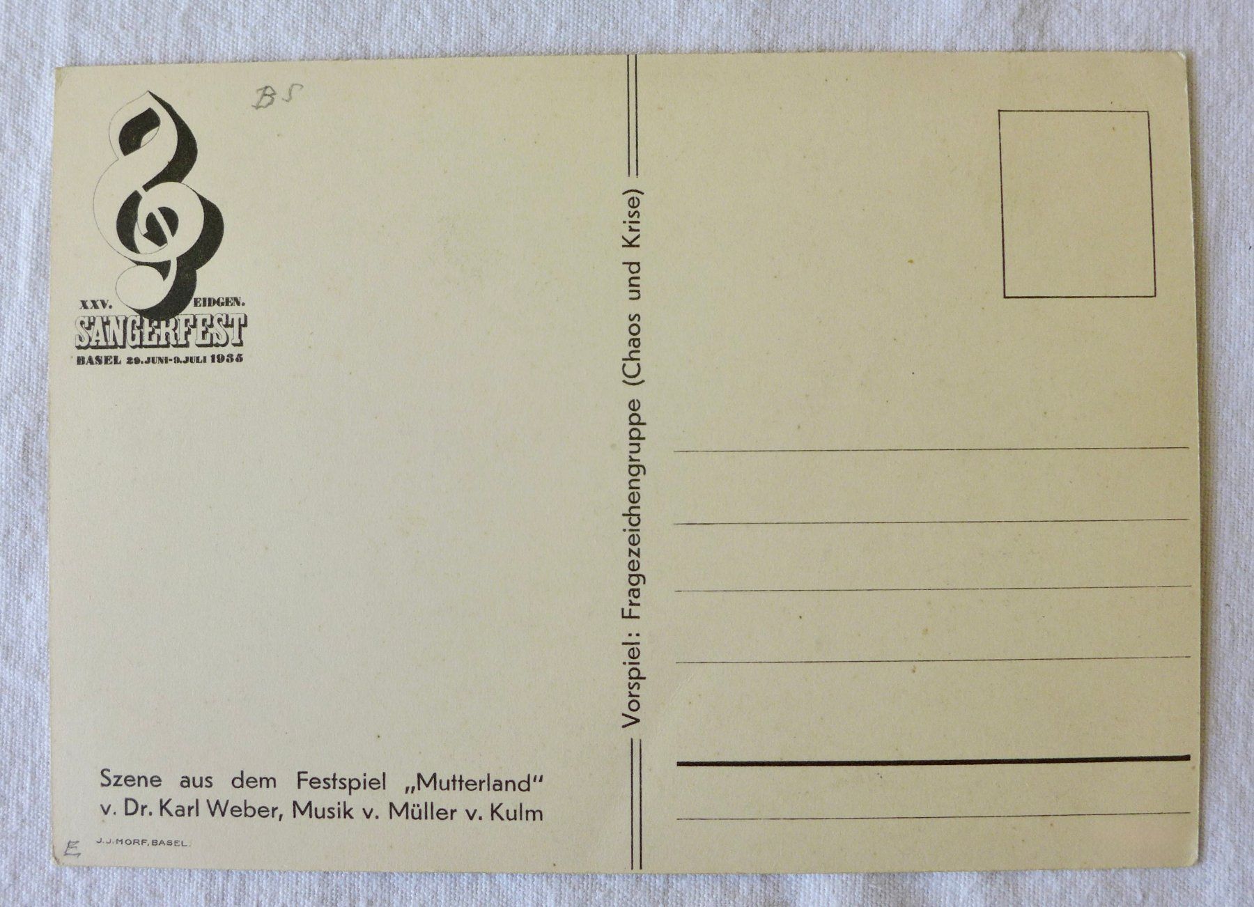 Cartoline postali: AK BASEL BS, 25. Eidg. Sängerfest 1935 – Usato da Wallisellen venduto da aloa09 1