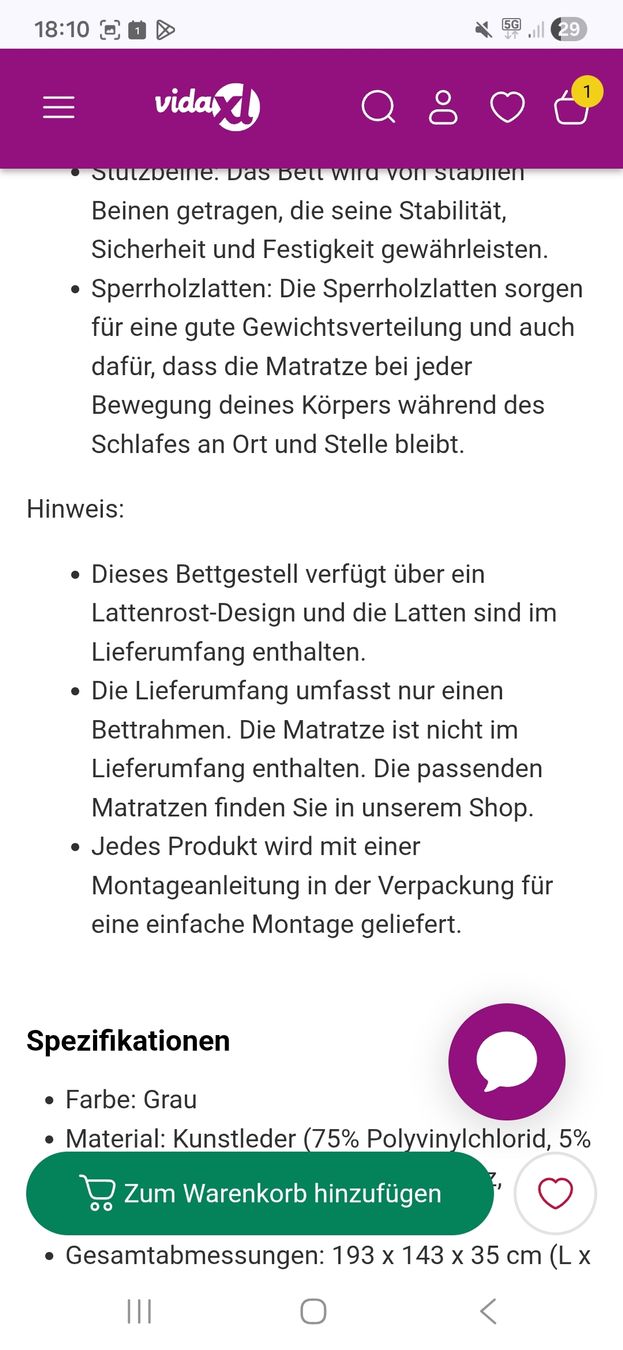 Vidaxl Letti: bettgestell 140x190 – Nuovo e nell'imballaggio originale da Urtenen-Schönbühl venduto da ger_lv75 3
