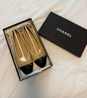 Chanel Ballerinas beige/schwarz, Gr. 38.5