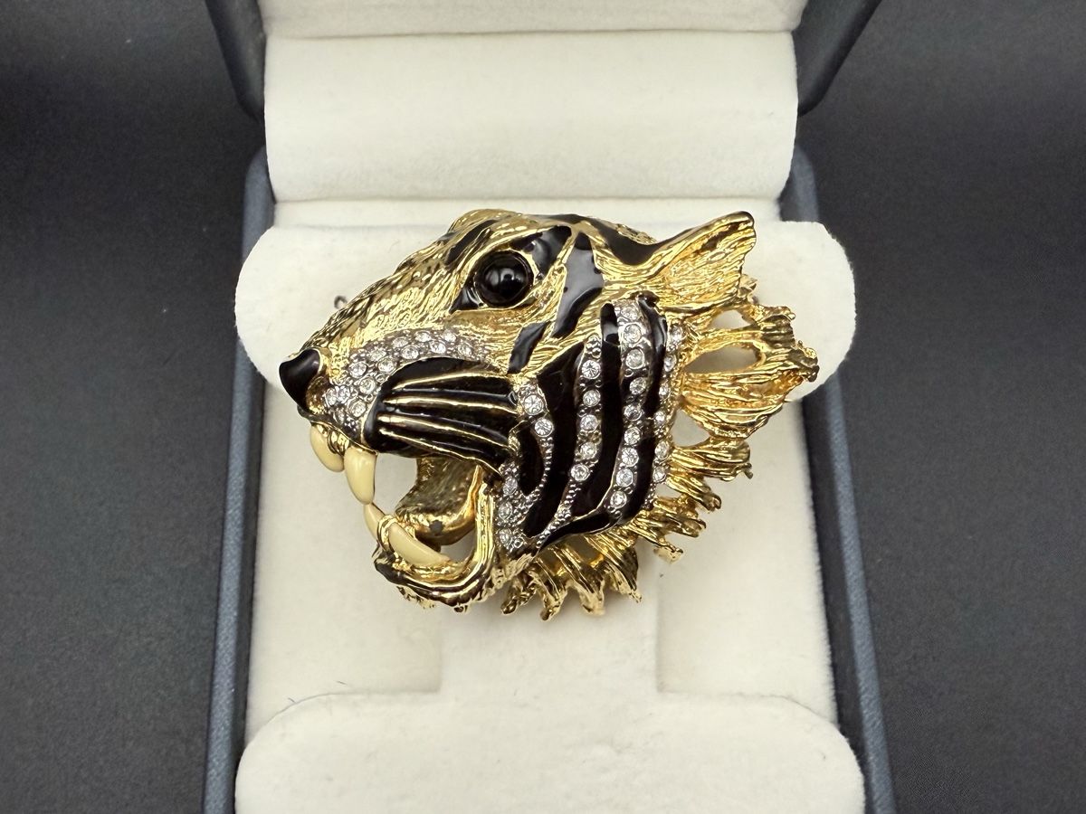 Spille & Fermagli: Vintage-Tigerkopf-Strass-Brosche – Usato da Lamone venduto da LaCantinaMagica 5