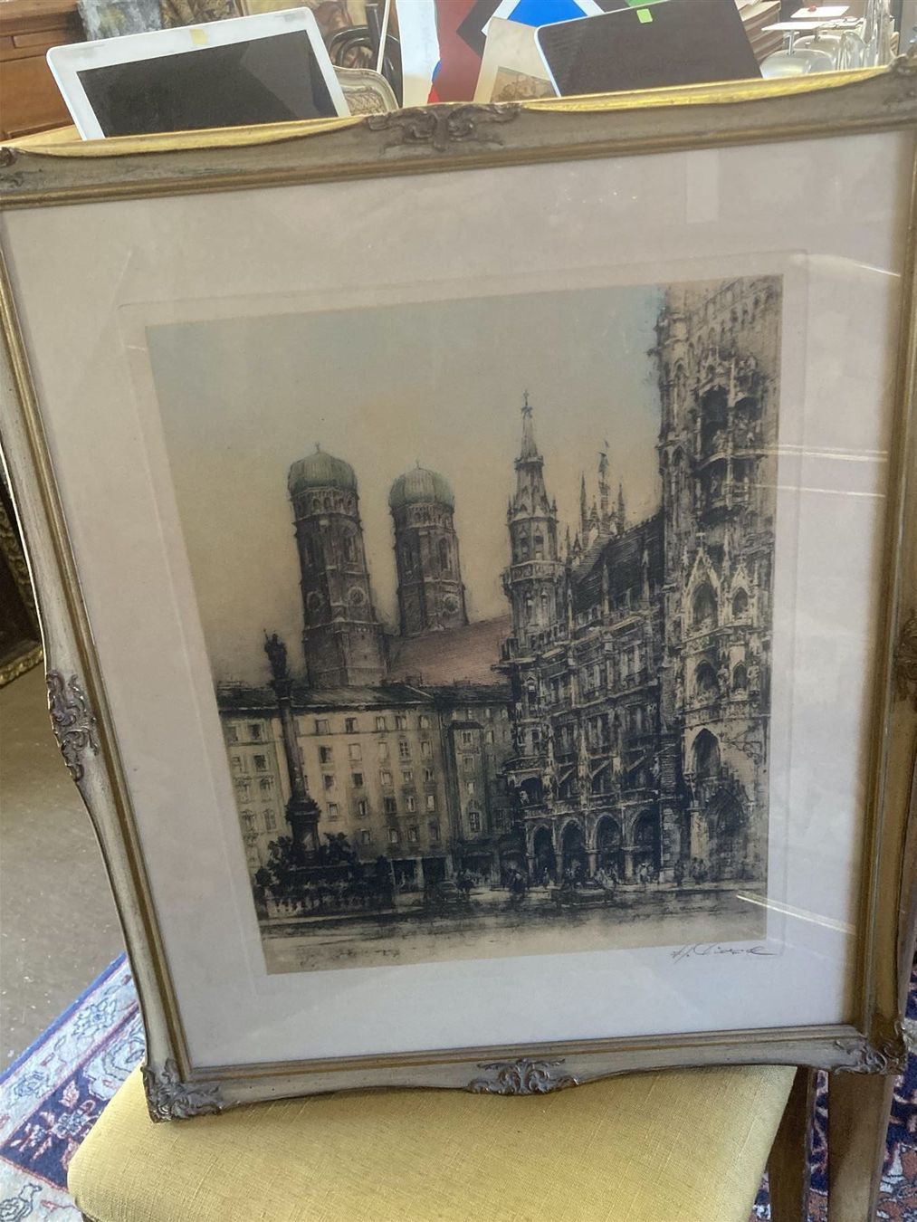 Grafica & Litografie: Alte Litho Kirche Kathedrale sign – Usato da Bern venduto da Jwpm66