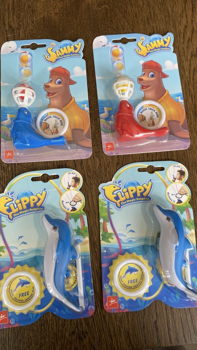Giocattoli: 4 Geschicklichkeitsspiele Flippy & Sammy Delfin Robbe Neu – Nuovo e nell'imballaggio originale da Hochwald venduto da _biene_ 1