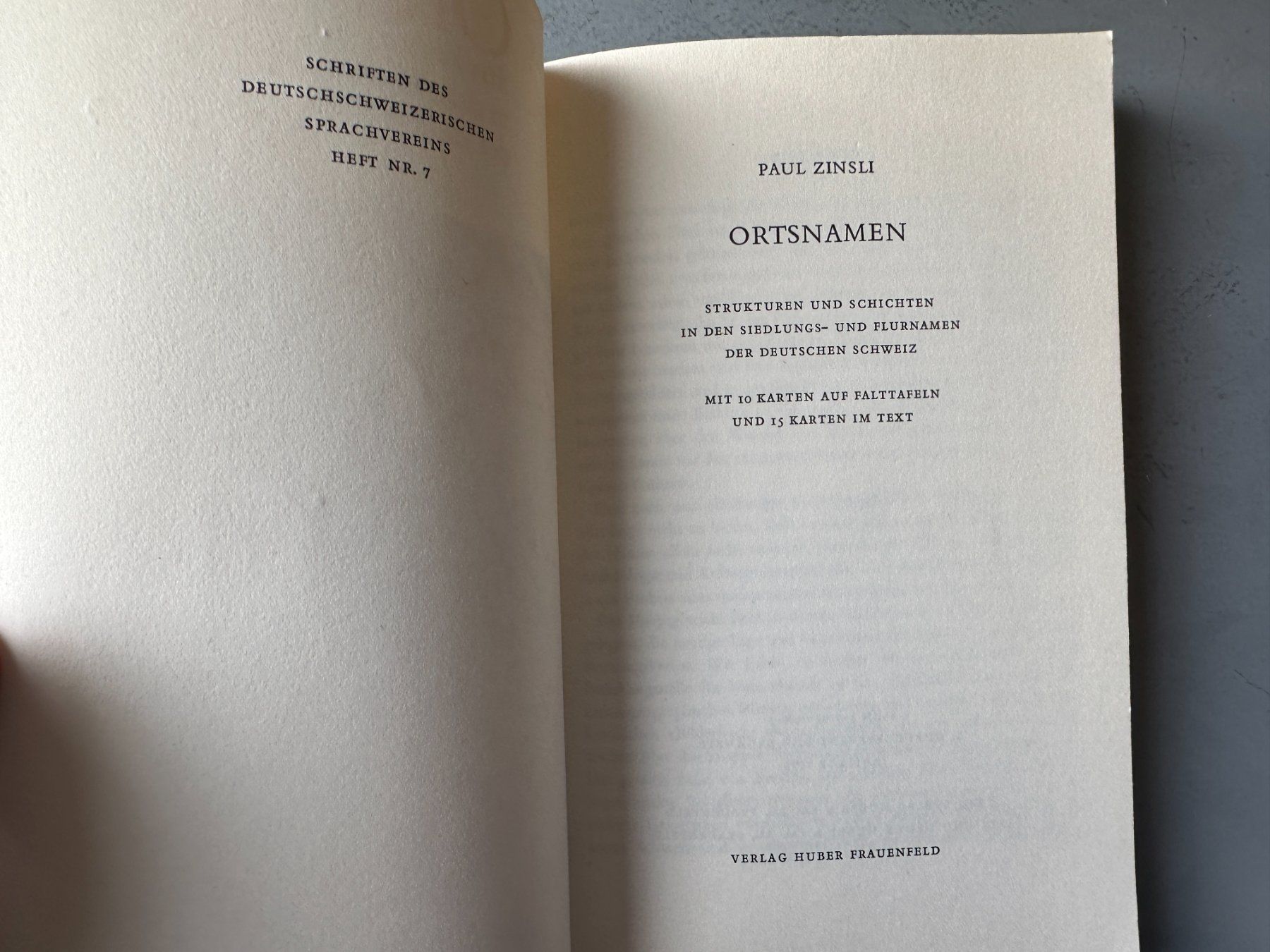 Libri: Paul Zinsli: Ortsnamen. – Usato da Zürich venduto da allp 1