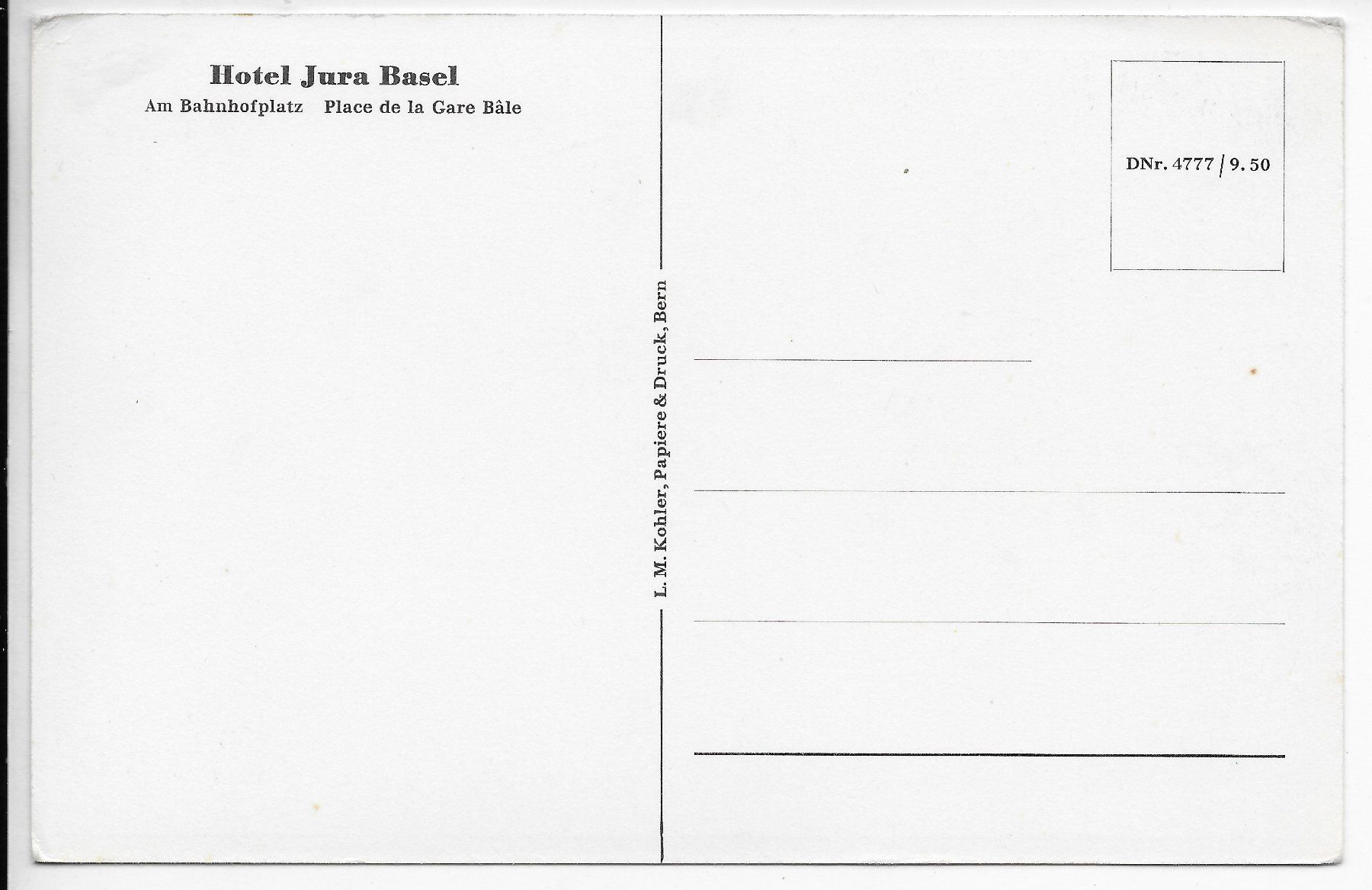 Cartoline postali: Hotel Jura Basel – Usato da Hefenhofen venduto da Richsalz 1