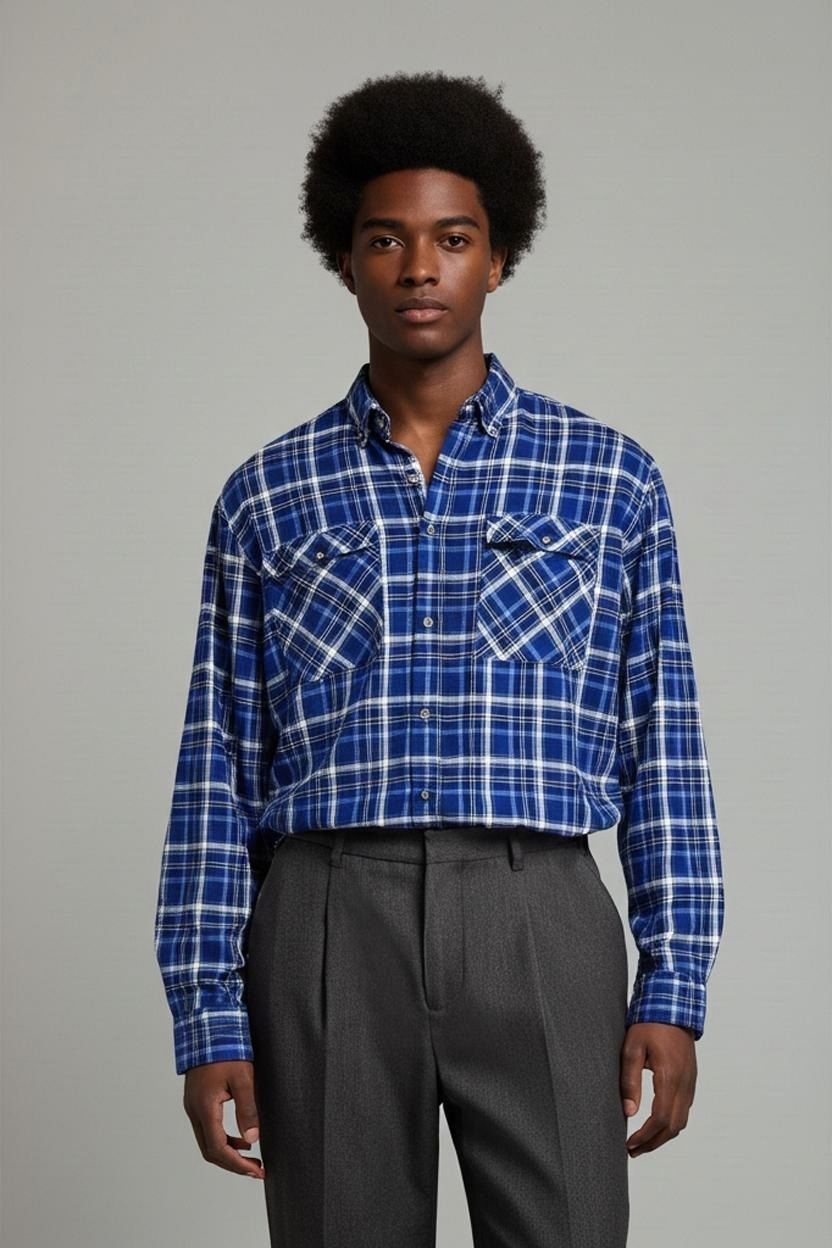 Camicie: Canada Highway Blaues Kariertes Flanell Button-Down Hemd - – Usato da Zug venduto da vinokilo