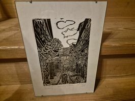 Holzschnitt Rothenburg o/T, P. Köllisch, 1974, Handabzug