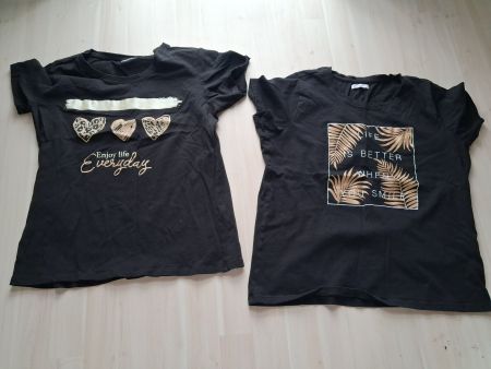 2 X T SHIRT SCHWARZ M