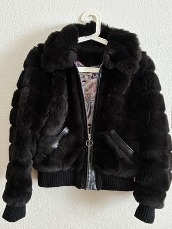  Kunstfell Jacke Schwarz Kookai