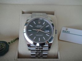 Rolex / Datejust 41 Green Motif Dial / Fabrikneu + Kaufbeleg
