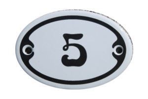 Schilder: Emailschild mini - Nummer 5 – Neu und originalverpackt aus Ennetbürgen von open24shop