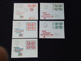 5 FDC Markenheftchen mit Ungezähnten 1979 + 1984