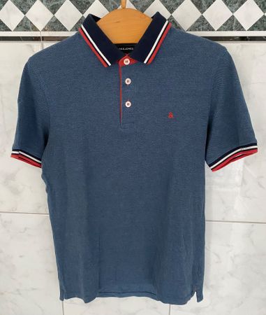 Jack & Jones Herren Poloshirt Gr. M/L blau meliert