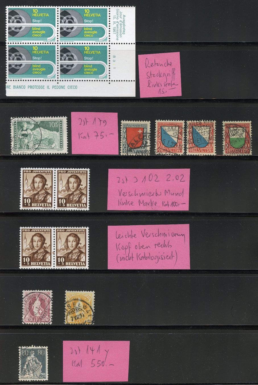 Tutti i francobolli: 1 Lot Schweiz auf 2 Albenseiten 8.6. – Usato da Steffisburg venduto da Charlamov 1