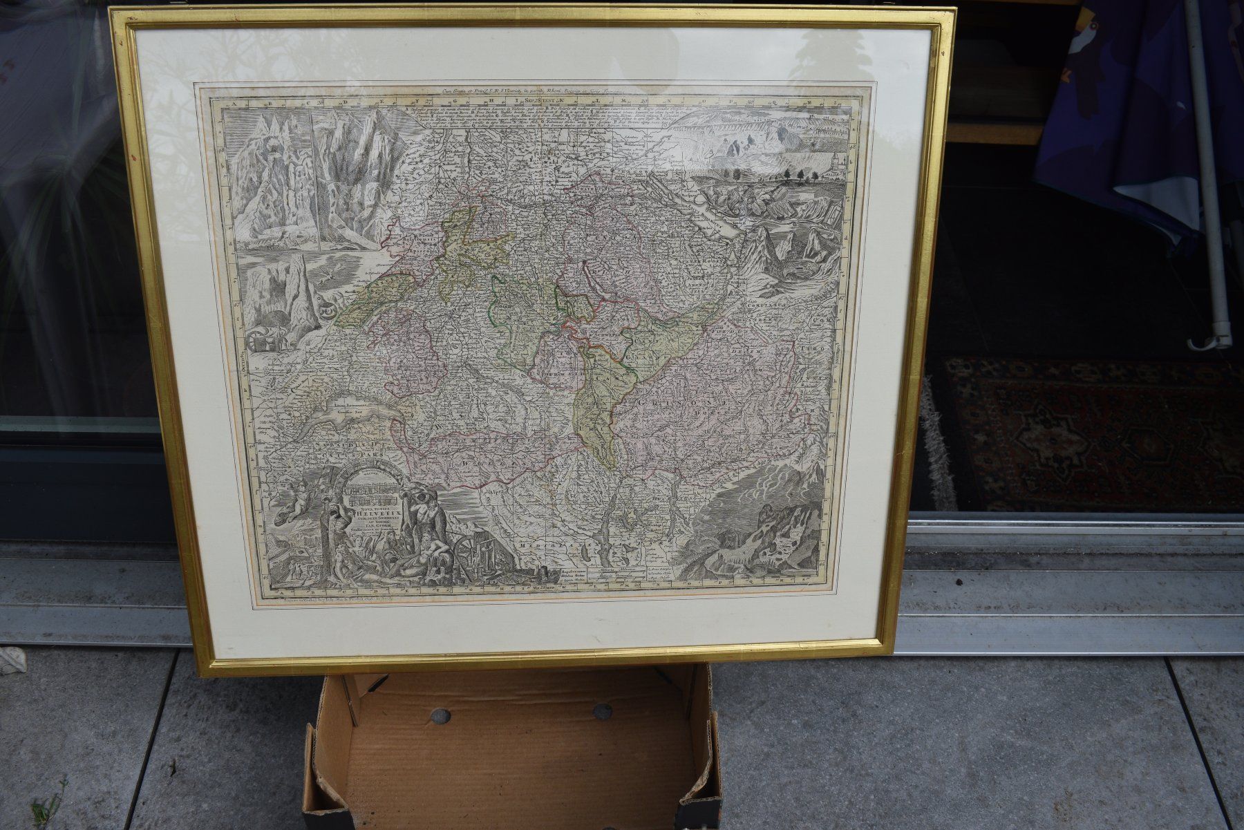 Incisioni: Kupferstich Mathaeus Seutter 1730 Schweiz – Usato da Brügg BE venduto da Aristotolius 3