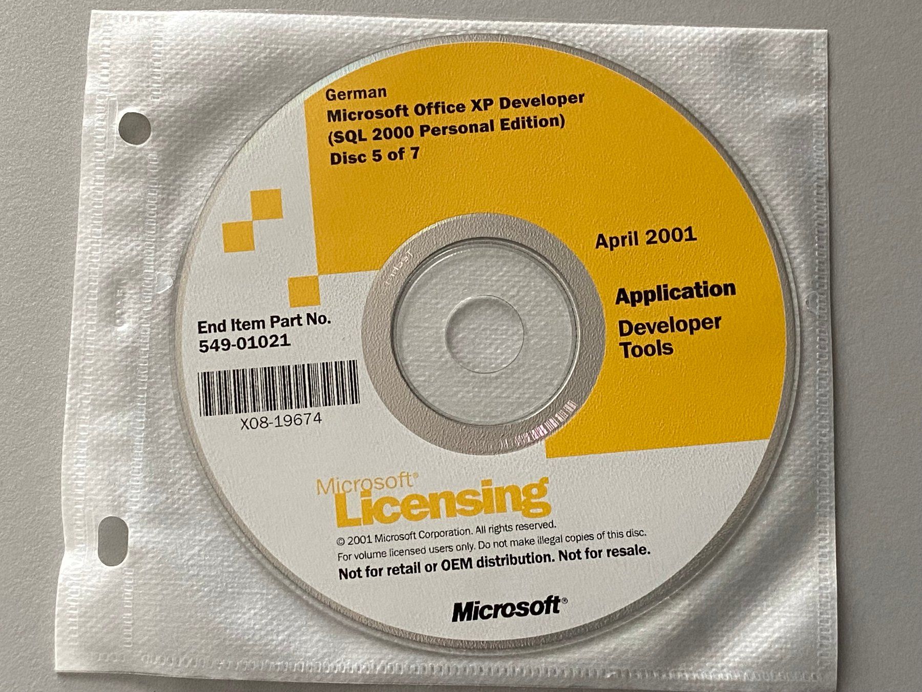 Microsoft Software: Microsoft Office XP Developer Kit - Datenträger – Difettoso da Langwiesen venduto da Restposten-24 6