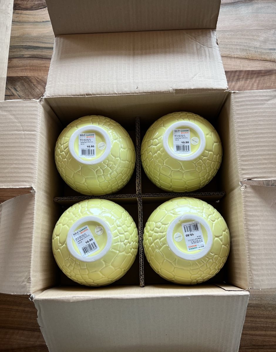 Migros Blumentöpfe: NEU!! 4er Set: Blumentöpfe, Keramik, Frühling! – Neu und originalverpackt aus Derendingen von Laubfleckerli 1