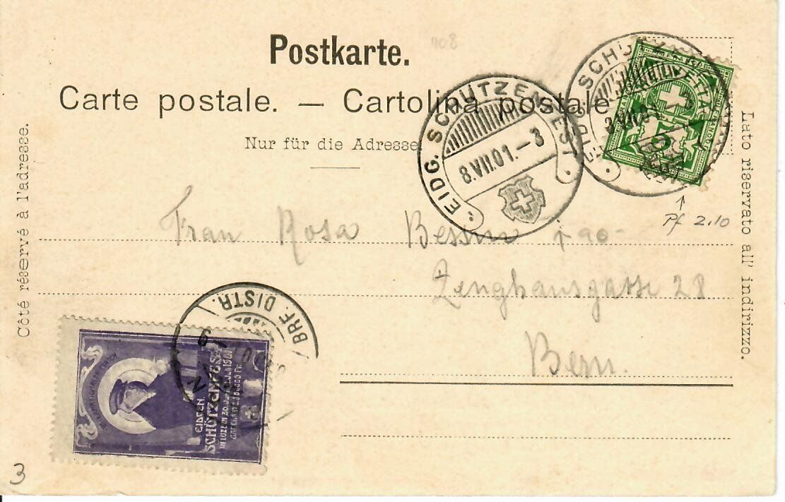 Cartoline postali: Eidg. Schützenfest Luzern 1901 – Usato da Hochdorf venduto da Ziegel-16 1