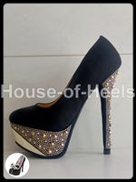 Escarpins Exquily 36 talon 15.5cm plateau 4.5cm velours noir