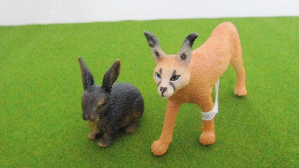 Schleich Giocattoli: Schleich Hase und Karakal – Usato da Brunnen venduto da Kiwiland1 1