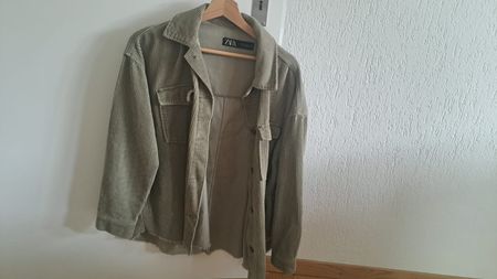 Cordhemd Zara Oversize Khaki Grösse M
