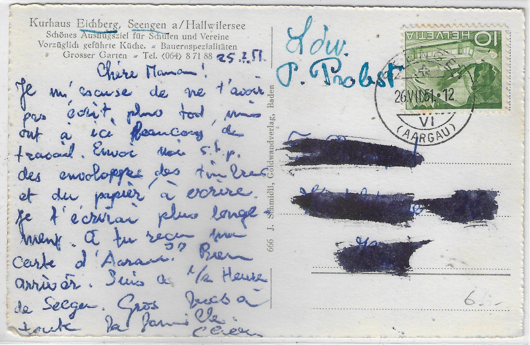 Cartoline postali: Kurhaus Eichberg - Seengen a/Hallwilersee – Usato da Ettingen venduto da Kartenplanet 1