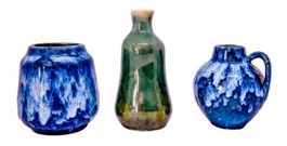 Scheurich 552 + 410-7 + autre / 3 mini vases nuances de bleu