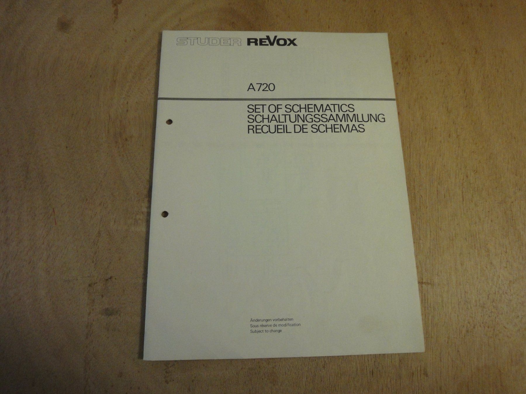 Revox Apparecchi a nastro: Revox A 720  Schaltungssammlung – Usato da Basel venduto da Rc89