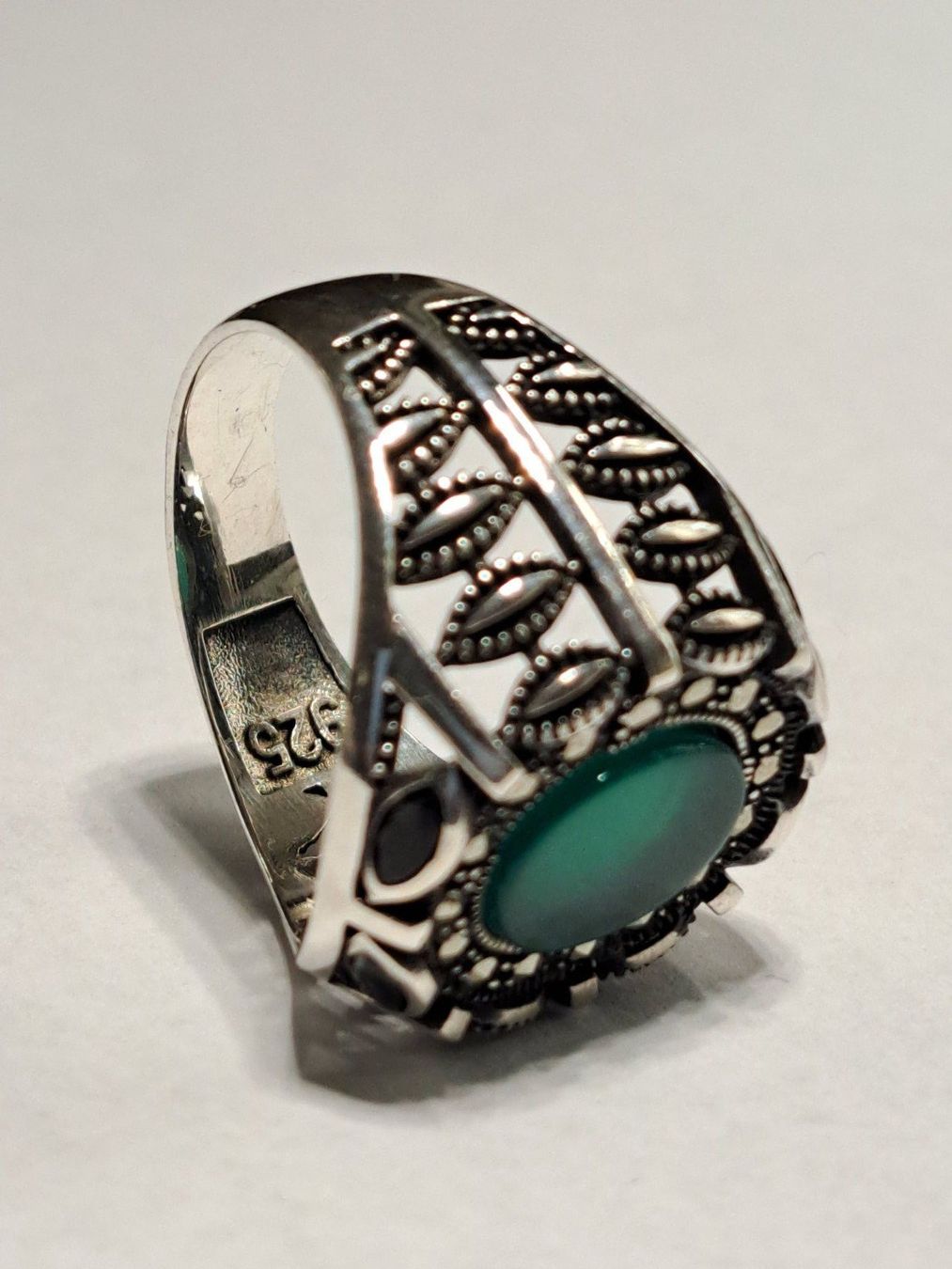 Ringe: 0032 - Bague en argent, Agate vert, taille 61 – Neu und originalverpackt aus Neuchâtel von NIDAVELIR 2