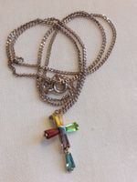 Sterling Silber Kette mit Silber buntem Kreuz