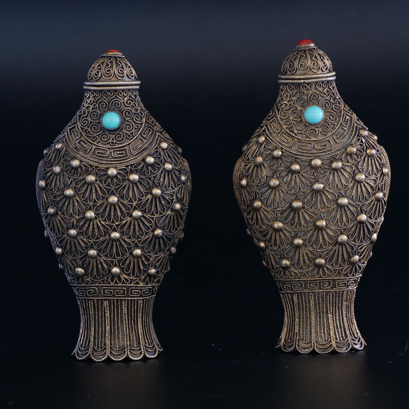 Flacons: CHINA- 2 SNUFF BOTTLE / 925 SILBER-vergoldet – Gebraucht aus Basel von herr_majesty