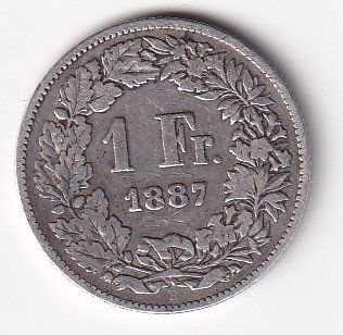 Tutti le monete: 1  Franken Schweiz 1887 rar – Usato da Neuchâtel venduto da karlpierrino