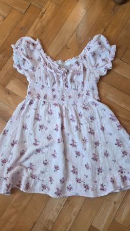 Leichtes kurzes Sommer Kleid Off shoulder, Rosa 🌸🩷