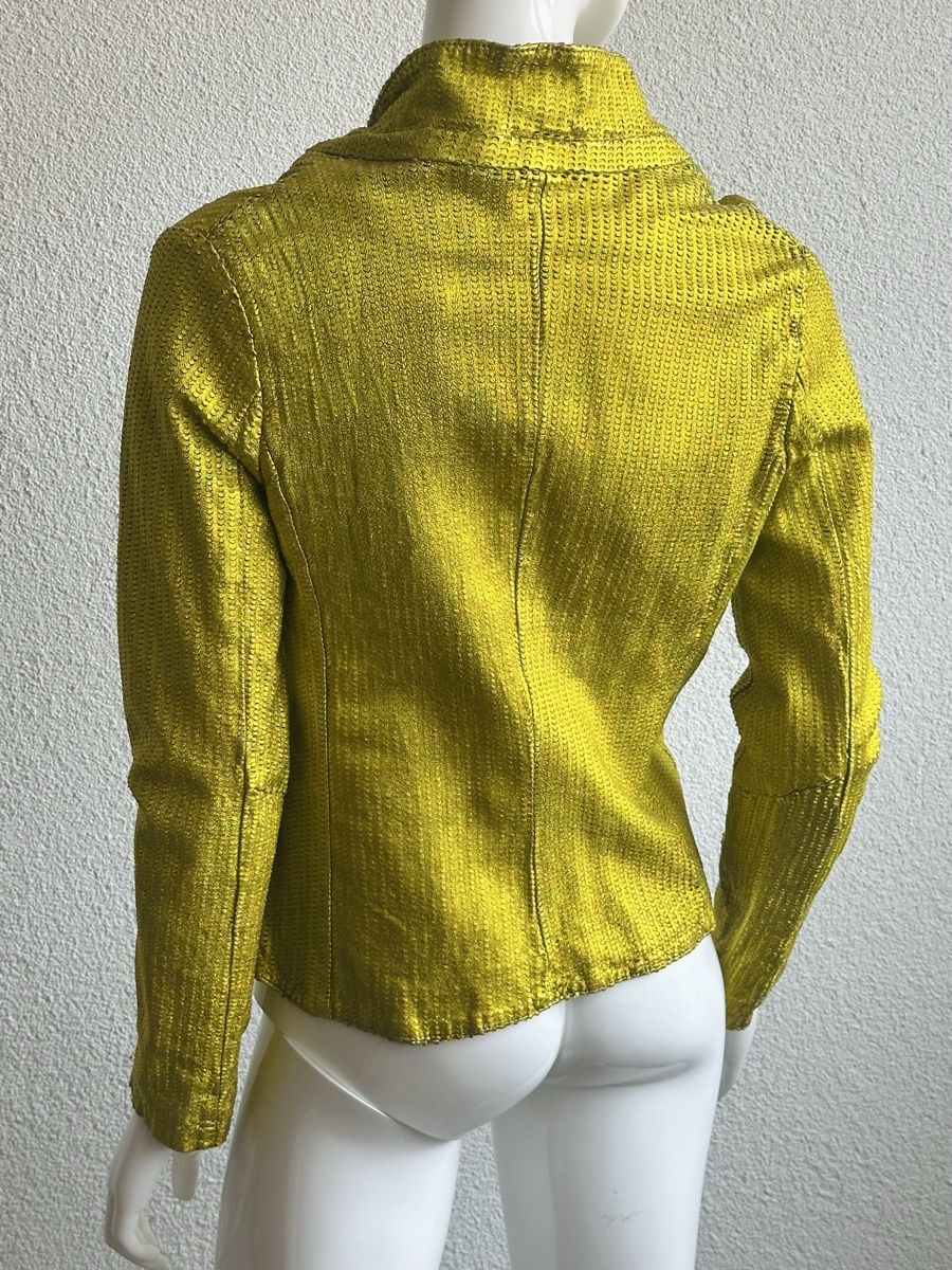 Giorgio Brato Giacche: Giorgio Brato Gold Leather Jacket, Size 44 IT – Usato da Vevey venduto da ledidream 4