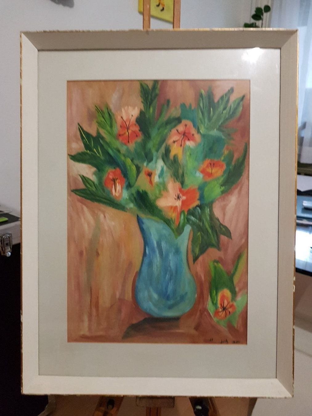 Gemälde: Wunderschönes Blumenstillleben Aquarell (1966) – Gebraucht aus Glattbrugg von casabelavista