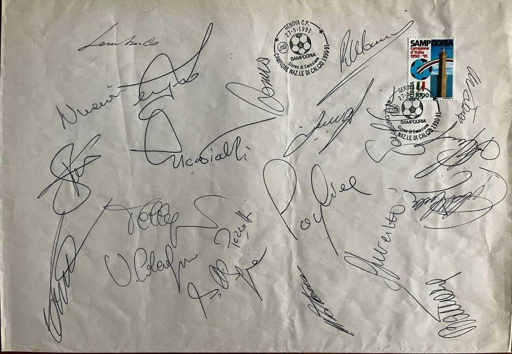 Autographes: Autografi Mancini, Vialli e Sampdoria Scudetto 1990 - 1991 – D'occasion à Zürich par mar_2tjh