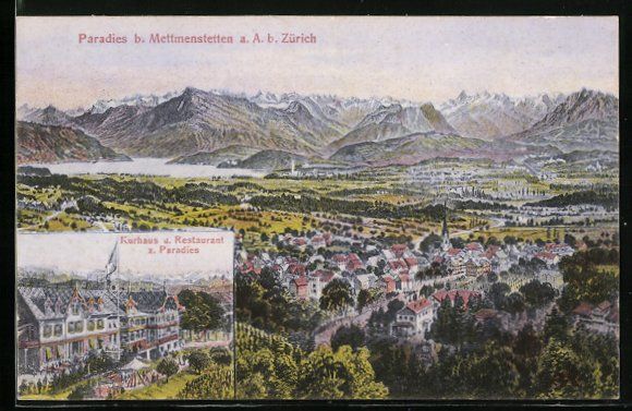 Cartoline postali: Mettmenstetten a. A., Kurhaus u. Restaur – Usato da Berlin venduto da bartko-reher