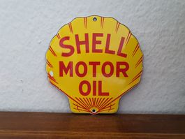 Emailschild SHELL Motor Oil Logo Emaille Schild Reklame Deko