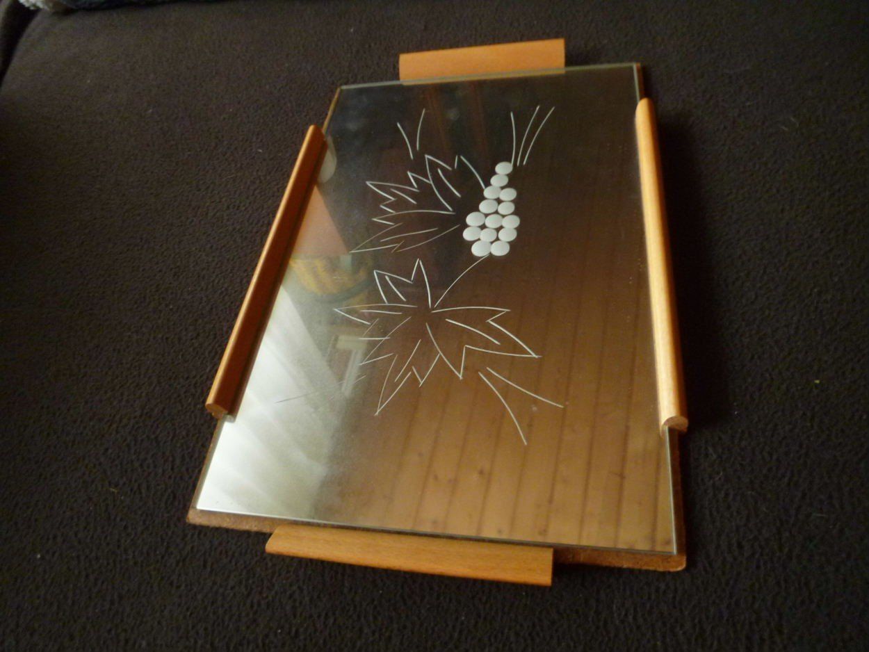 Piatti di portata: ART DECO SERVIER TABLETT 1930 Hinter Glas Servierplatte Tray – Usato da Luzern venduto da antikdesign2552 4