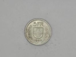 5 Fr. Silbermuenze 1967 - Top Zustand - Selten!🇨🇭💰
